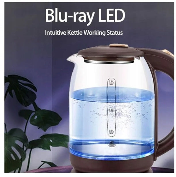 HAPPY PEOPLE GLASS ELECTRIC KETTLE LED ILLUMINATED 2L POWERFUL 2000W Model ST-2377