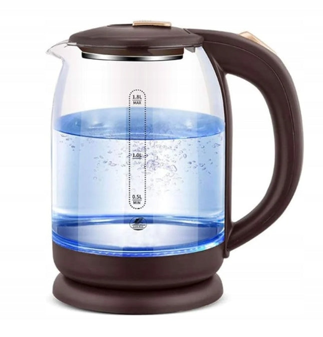 HAPPY PEOPLE GLASS ELECTRIC KETTLE LED ILLUMINATED 2L POWERFUL 2000W