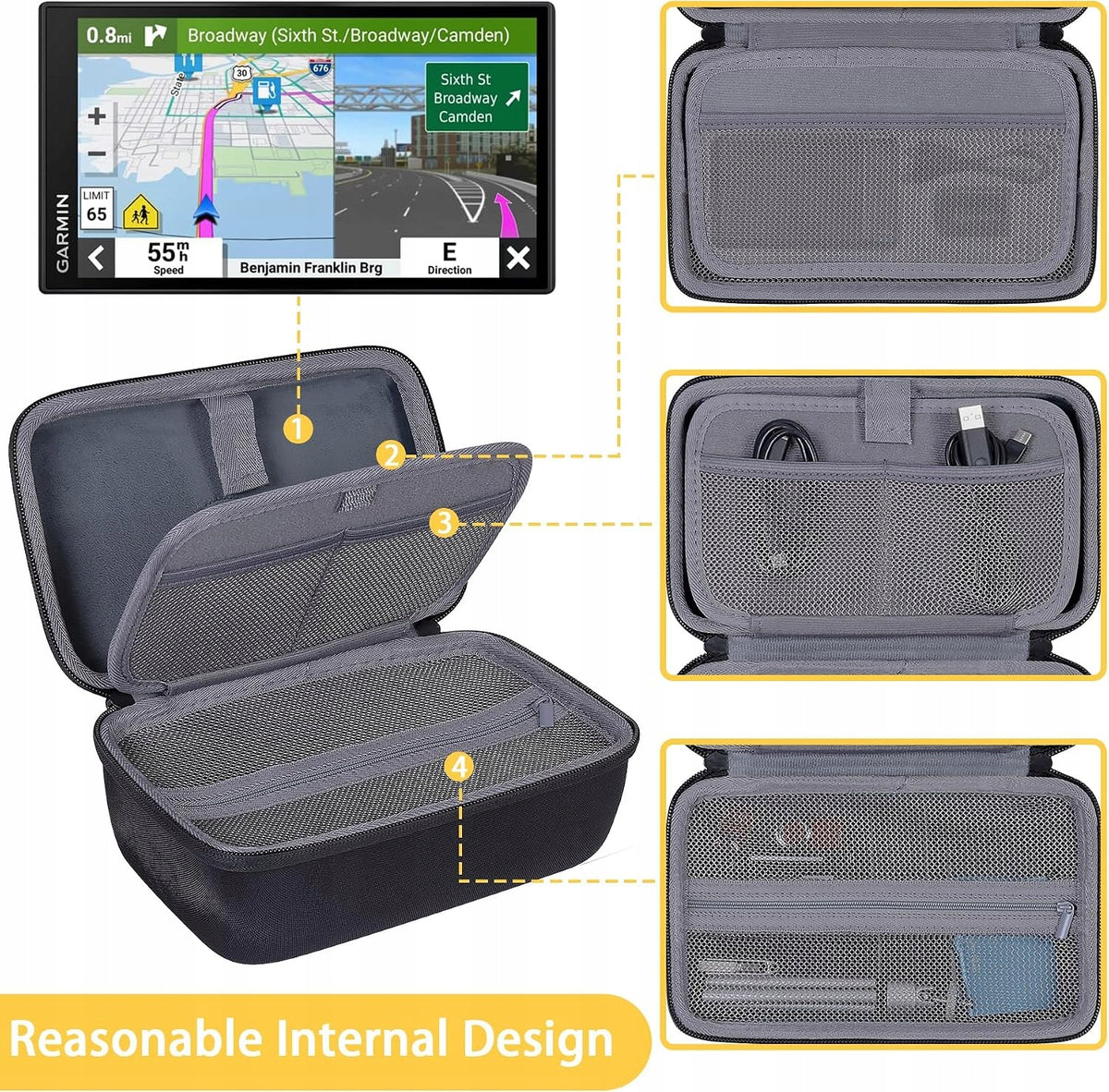 HARD BAG CASE EVA GPS CAR NAVIGATION 6-7 INCHES Color black