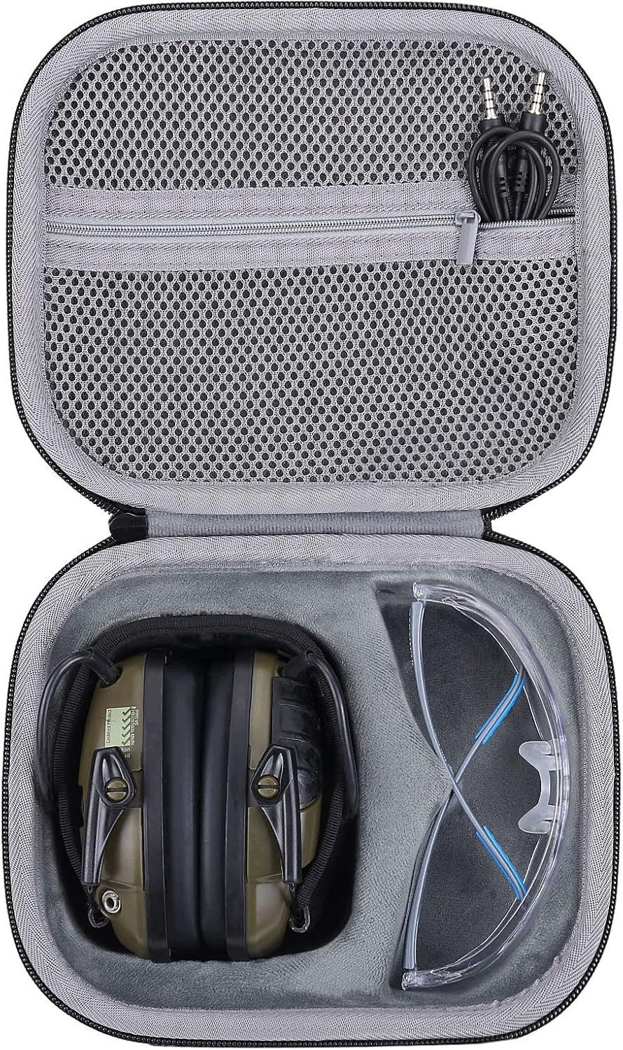 HARD TRAVEL CASE FOR SPORTS EAR CUPS BLACK EVA