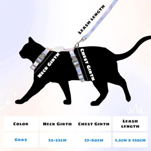 HARNESS AND LEASH FOR CAT OR PUPPY ADJUSTABLE PRESSURE-FREE Brand Noble