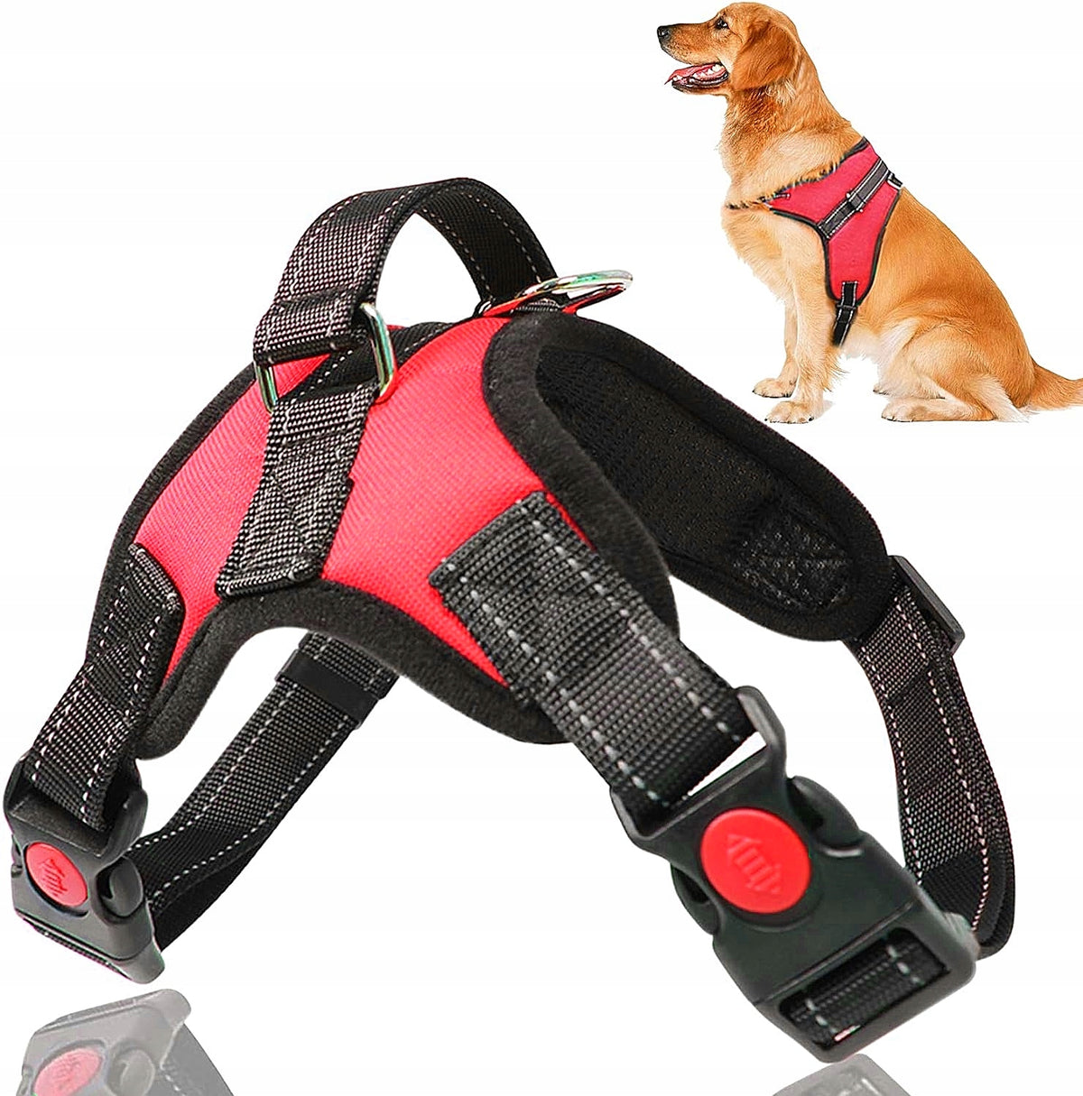 HARNESS + DOG LEASH SOFT reflective vest Roz. S