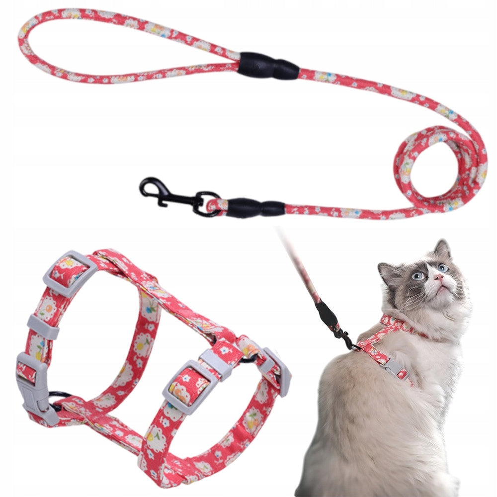 HARNESS FOR CATS AND DOGS WITH LEASH 1,5M RED SIZE M