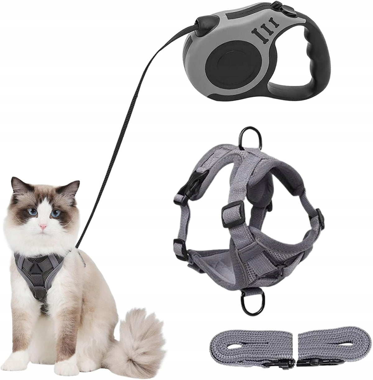 HARNESS FOR SMALL DOG CAT LEASH 5m ADJUSTABLE COMFORTABLE SOFT BREATHABLE
