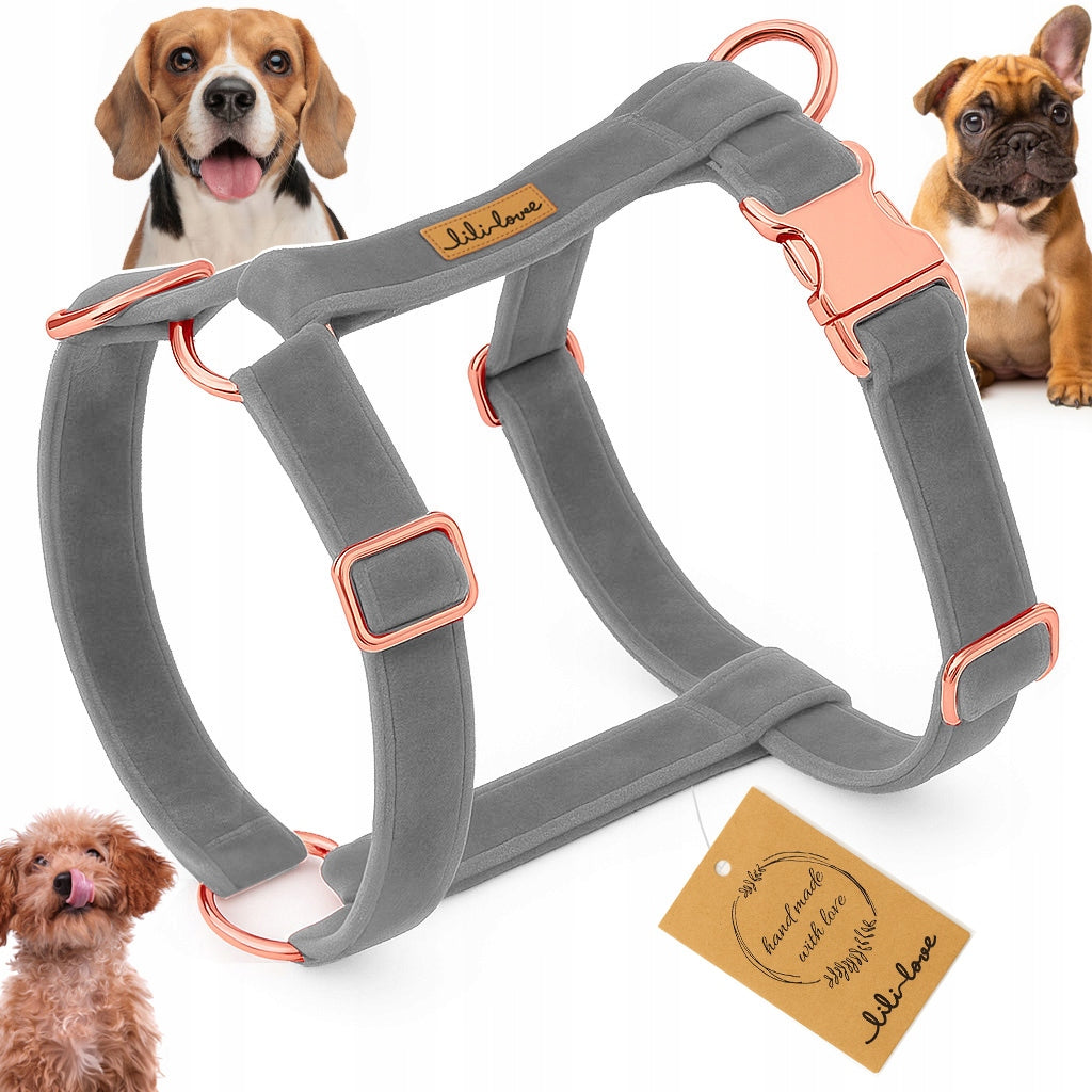 HARNESS GUARD VELOUR FOR DOG ADJUSTABLE PRESSURE-FREE COMFORTABLE VELOUR ros. S