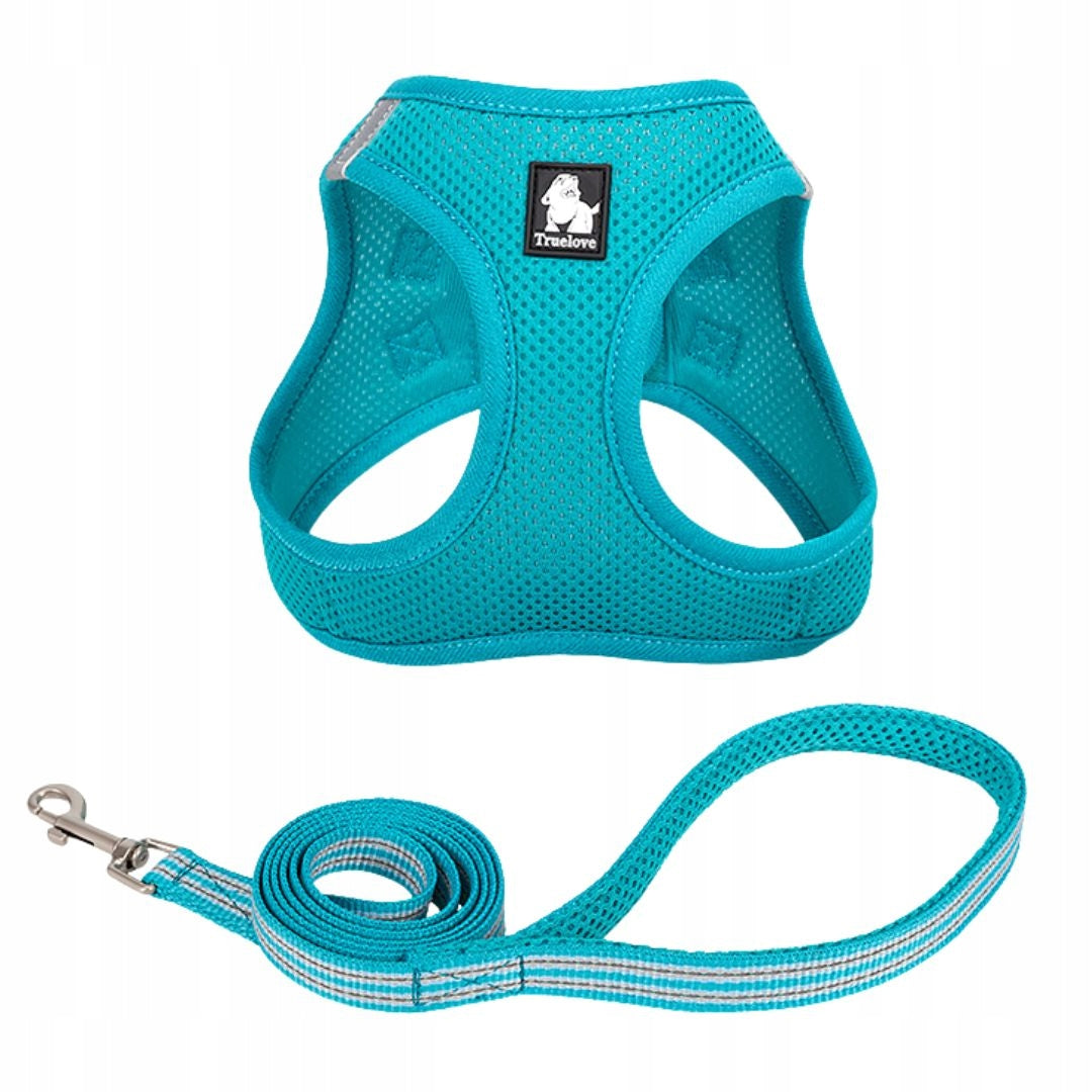 HARNESS + LEASH FOR SMALL CAT DOG LIGHT TRUELOVE MINI BLUE M SET Manufacturer code TL-SZ-zes-mimesh-NIE-M