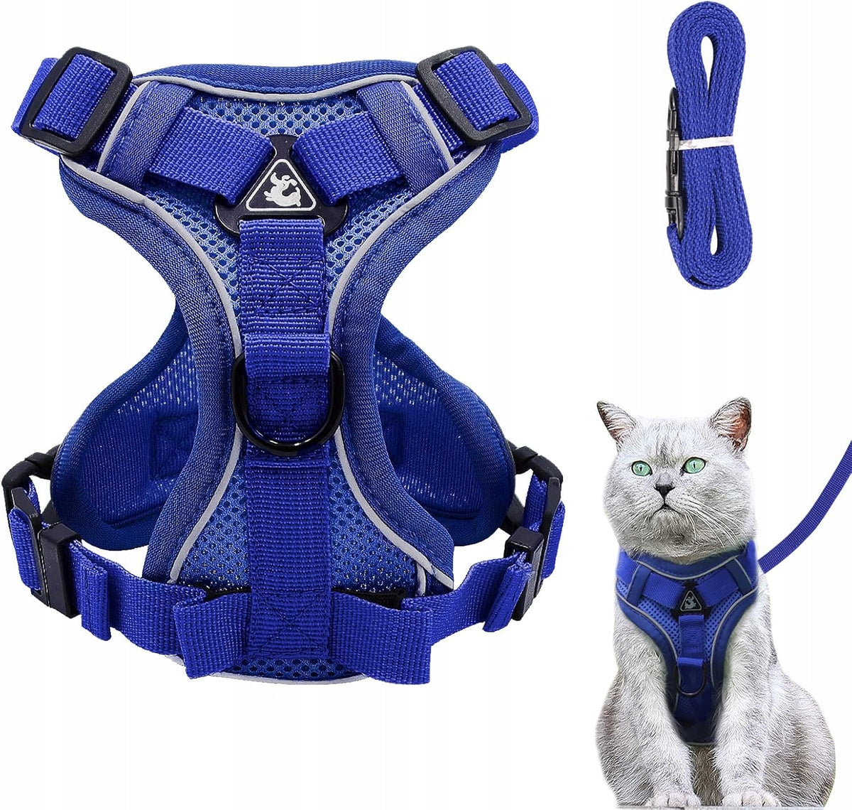 HARNESS WITH DOG CAT LEASH PRESSURE-FREE ADJUSTABLE REFLECTIVE HARNESS