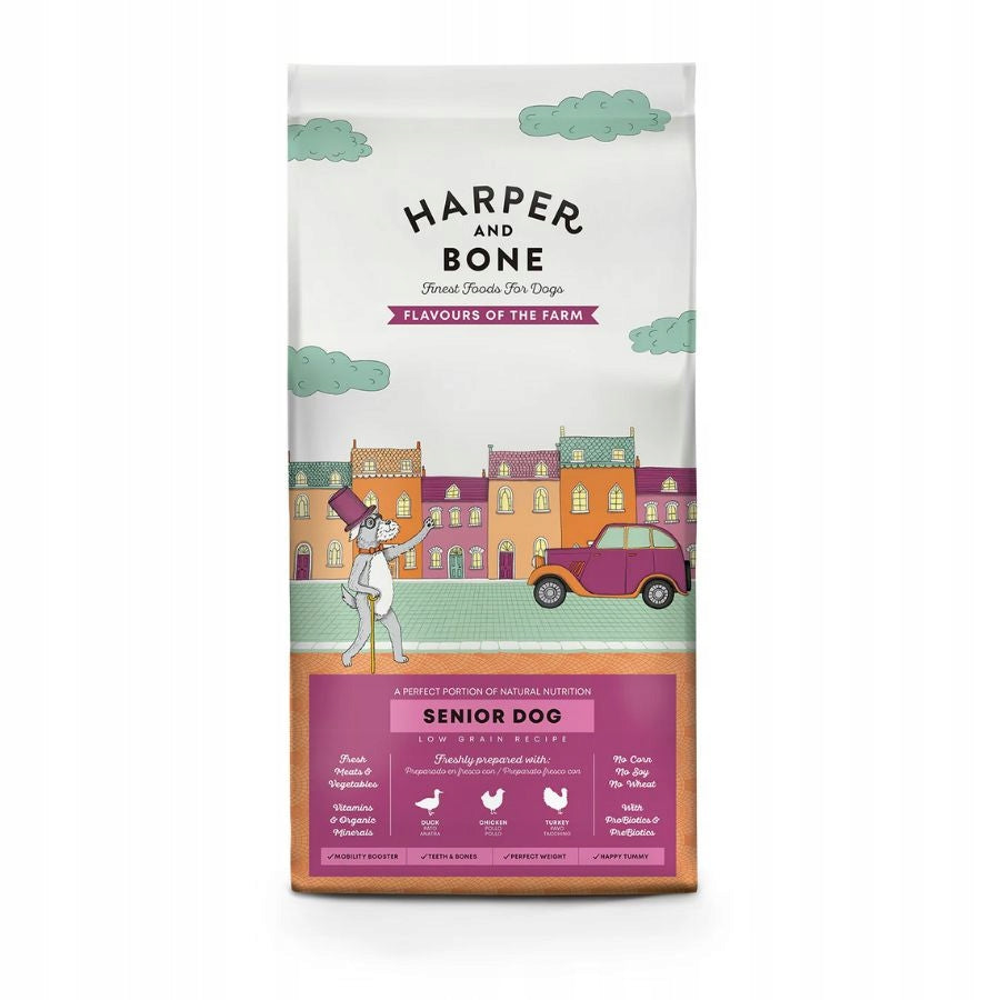 HARPER and BONE Senior Light Dog Food with Overweight 49% Meat TURKEY 2kg Brand HARPER & BONE