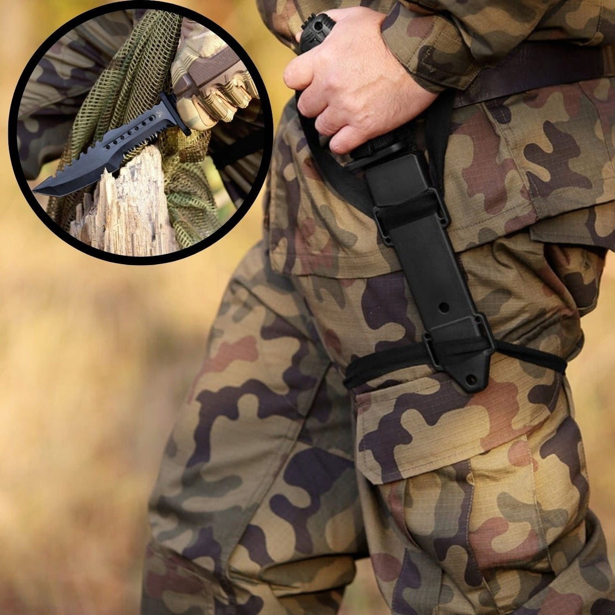 HASTAA TACTICAL KNIFE MILITARY SURVIVAL HUNTING MACHETE FLINT BAYONET Packaging status original