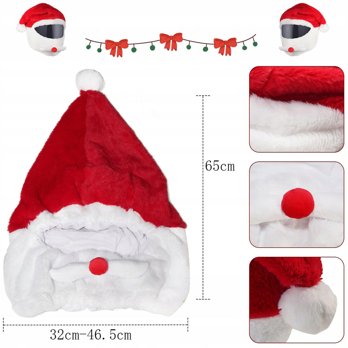 HAT, HAT SANTA CLAUS HELMET COVER FOR MOTORCYCLE HAT WITH POMPOM Manufacturer's catalog number czapka Świętego Mikołaja