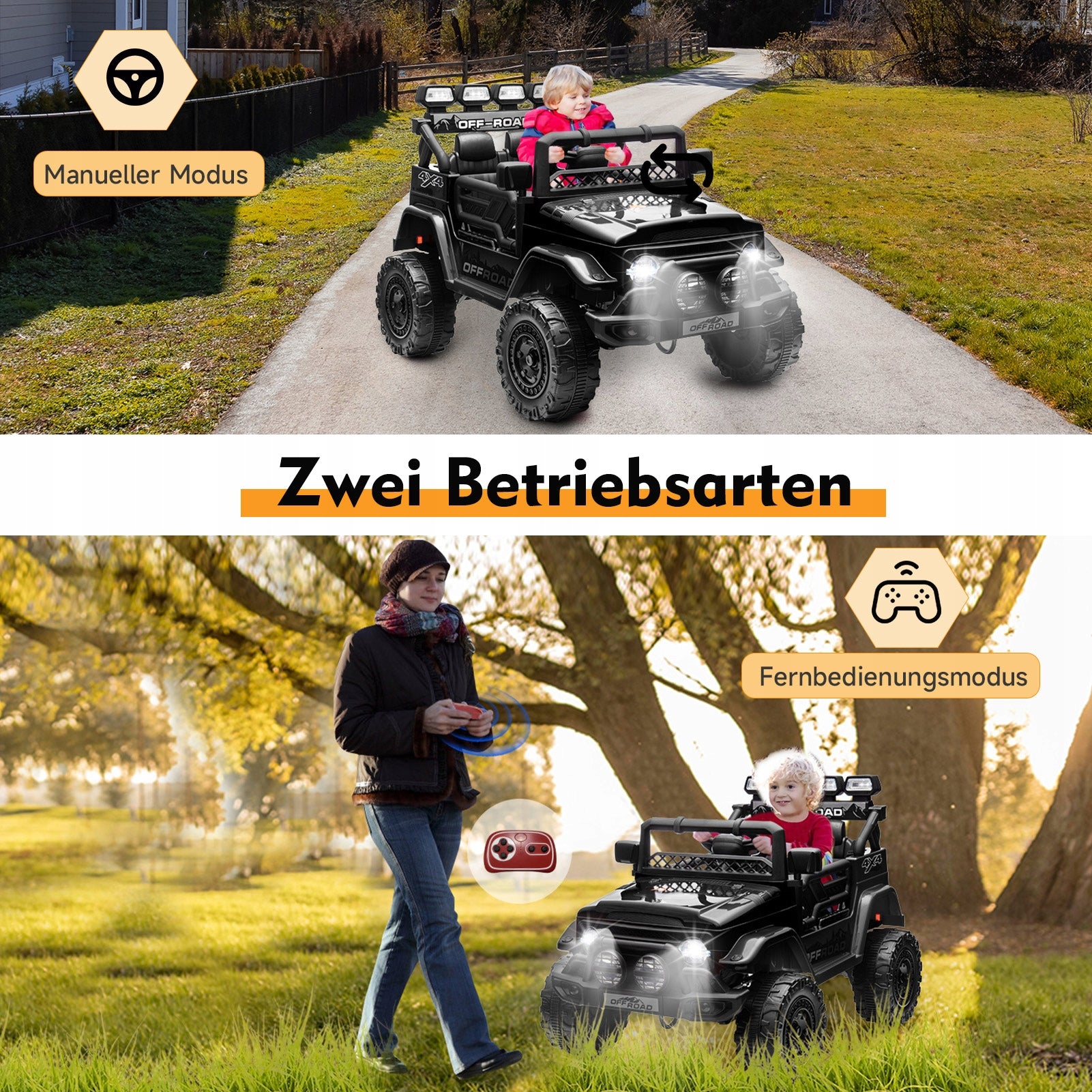HAUSPROFI Samochód elektryczny dla dzieci 12V z pilotem 2.4G LED Bluetooth Brand no brand