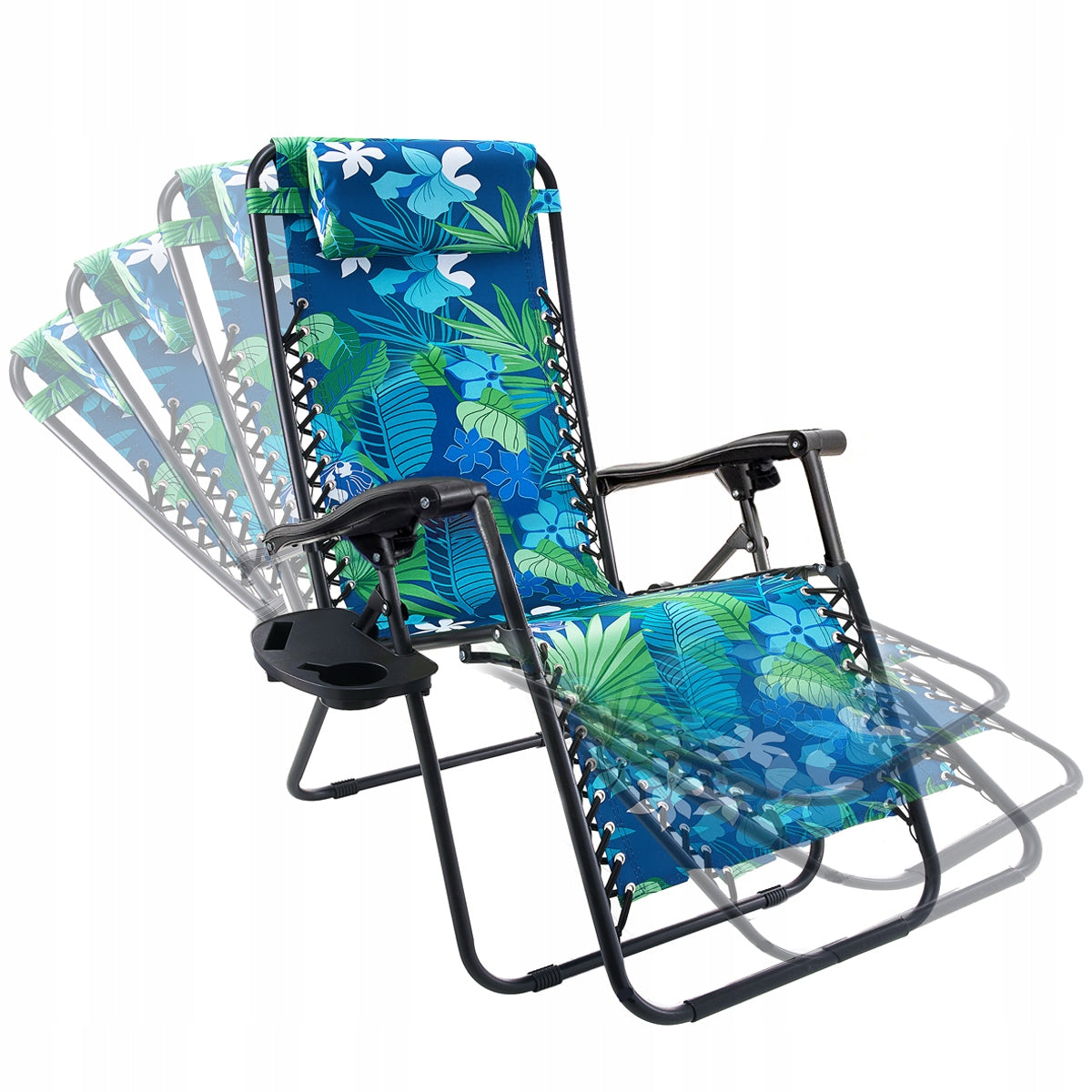 HAWAIIAN FLOWERS BEACH CHAIR GARDEN CHAIR SOPRATO FOLDING 2IN1 FOR TERRACE Color green