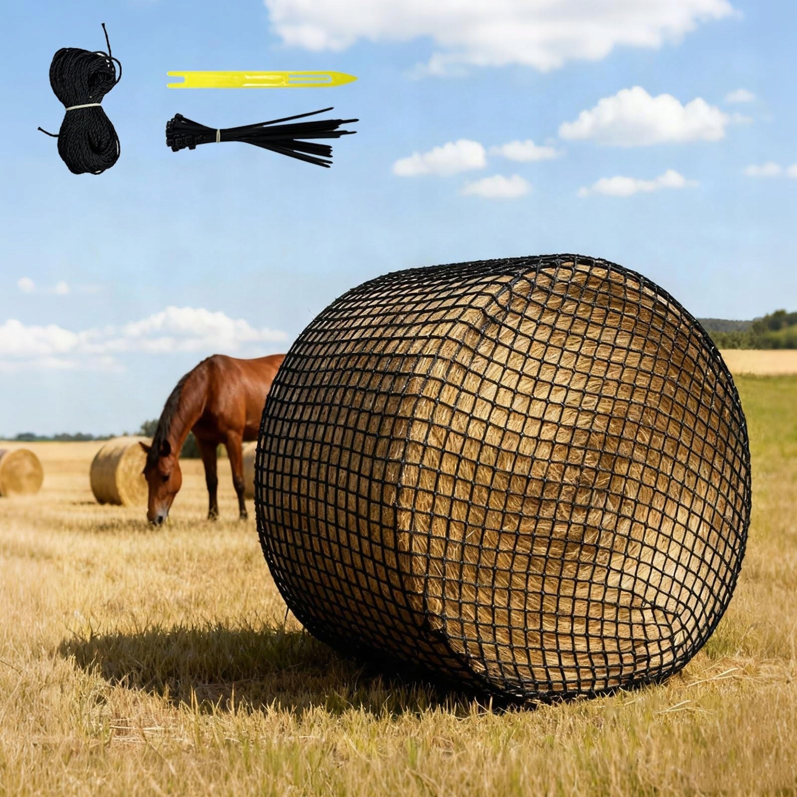 HAY NET ROUND BALES 7,2x1,2M,EYES 4,5x4,5cm FEEDING CATTLE HORSES Packaging status original