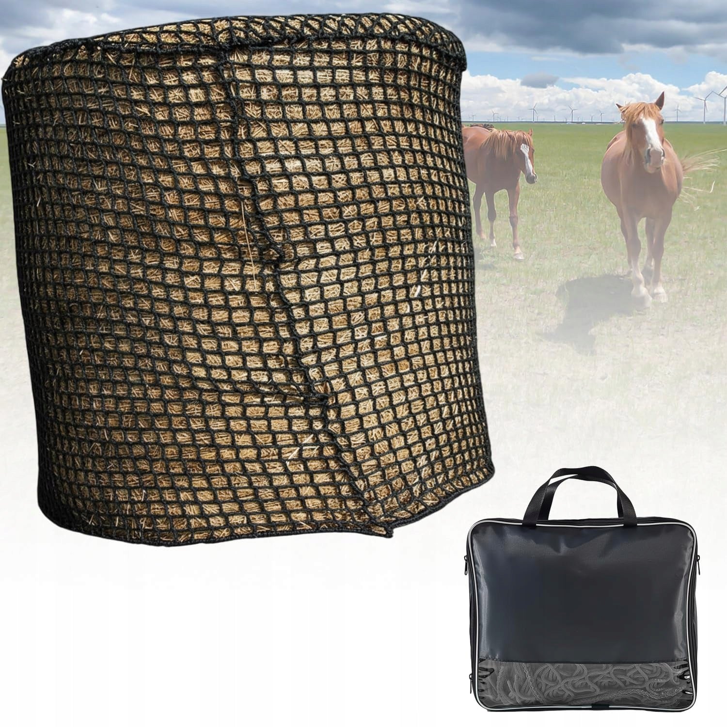 HAY NET ROUND BALES 7,2x1,2M,EYES 4,5x4,5cm FEEDING CATTLE HORSES