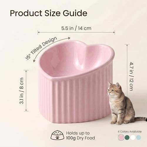 HCHLQLZ RAISED AND INCLINED CERAMIC CAT BOWL HIGH BOWL FOR Brand IDEAL