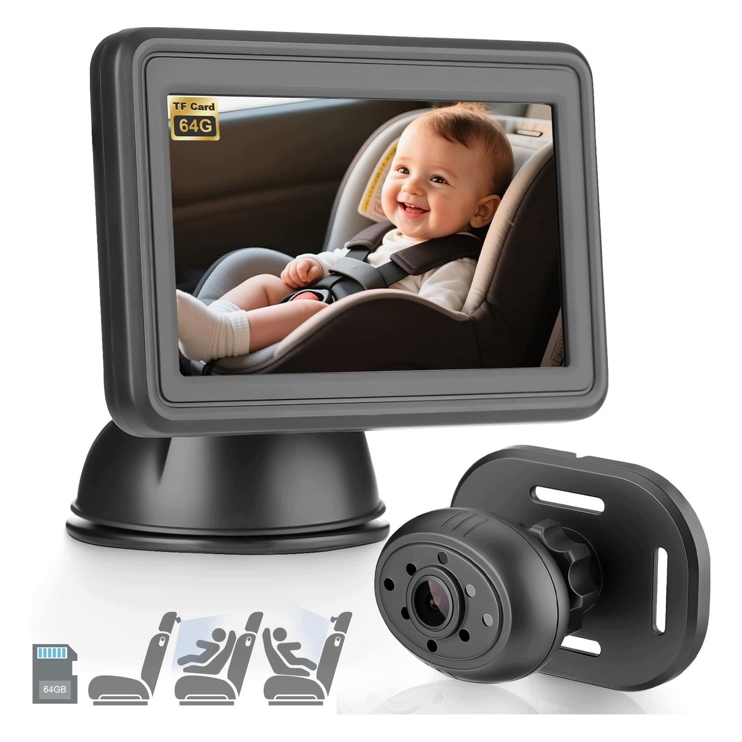 HD 1080P car camera - with monitor - with night vision