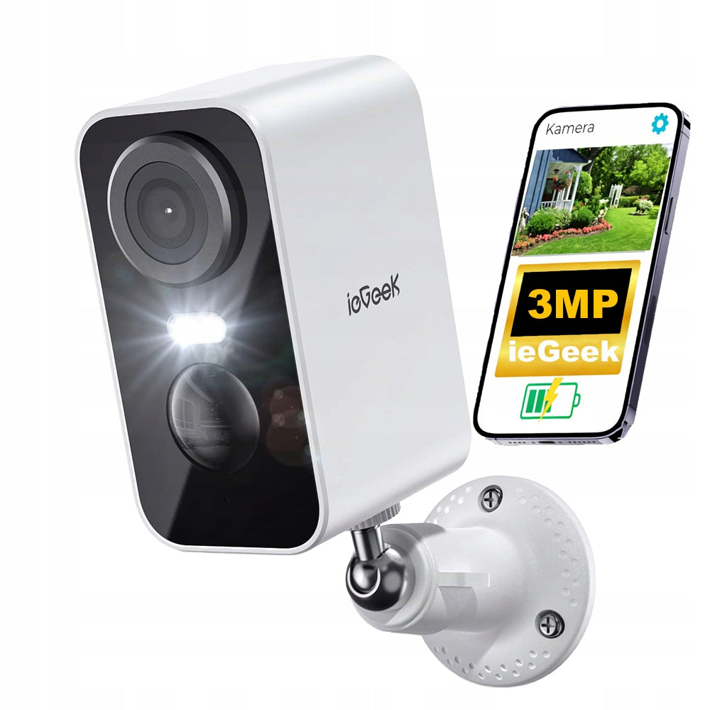 HD 2K Security Camera With External Battery 3 MP Battery Powered