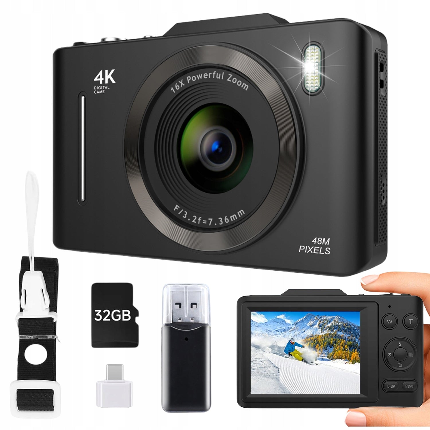 HD COMPACT DIGITAL CAMERA 48MP 16X ZOOM 4K GIFTS + 32GB MEMORY CARD