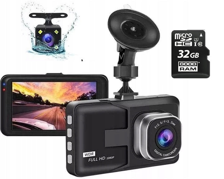 HD DRIVING VIDEO RECORDER 2 x CAMERA + SD Card Set of 3 Products