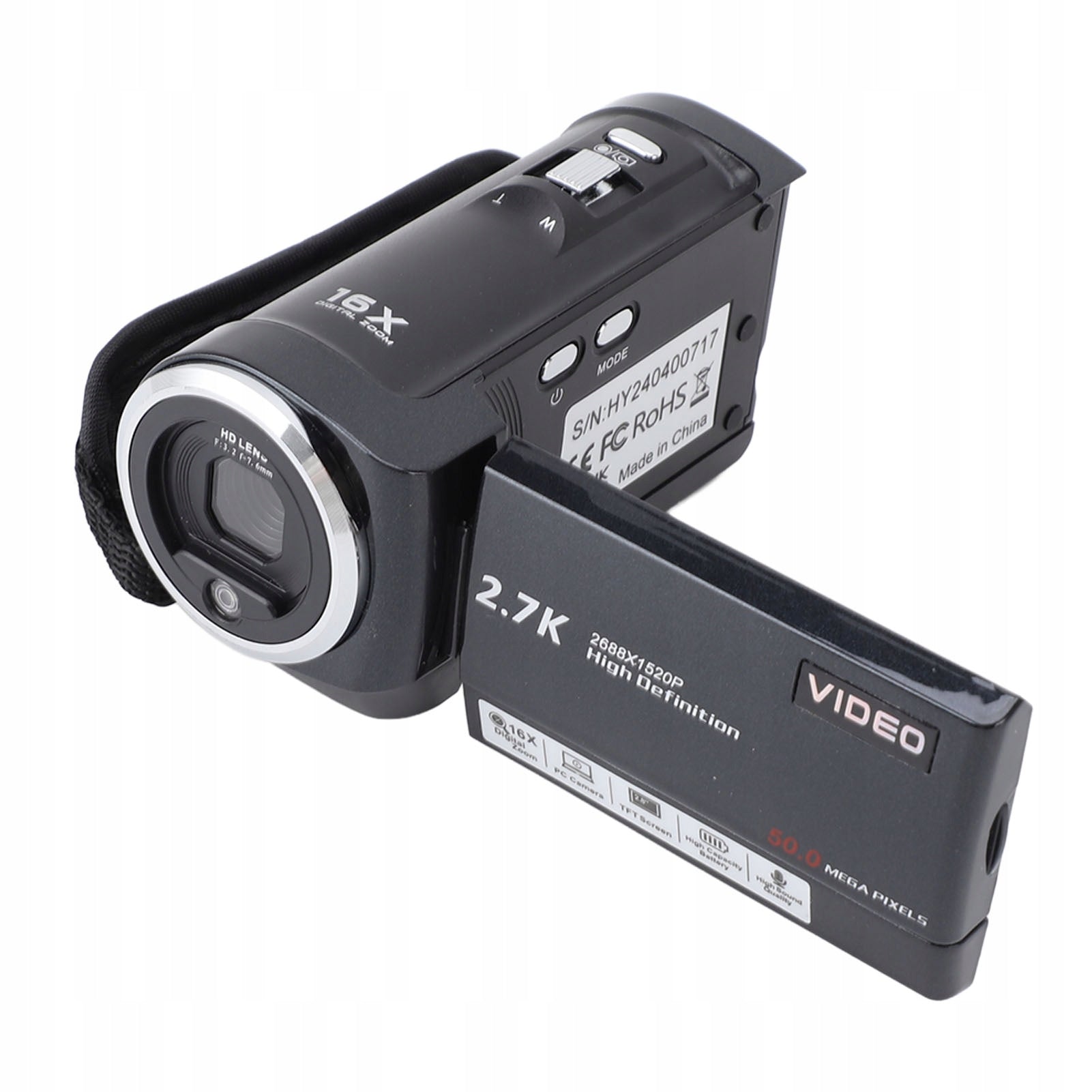 HD VIDEO CAMERA 2.7K 50MP 16X DIGITAL ZOOM 2.8' LCD SCREEN FOR VLOGGING Packaging status original