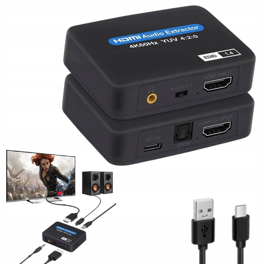 HDMI 2.0 EXTRACTOR Betune OPTICAL CONVERTER TOSLINK JACK AUX HDCP 4K