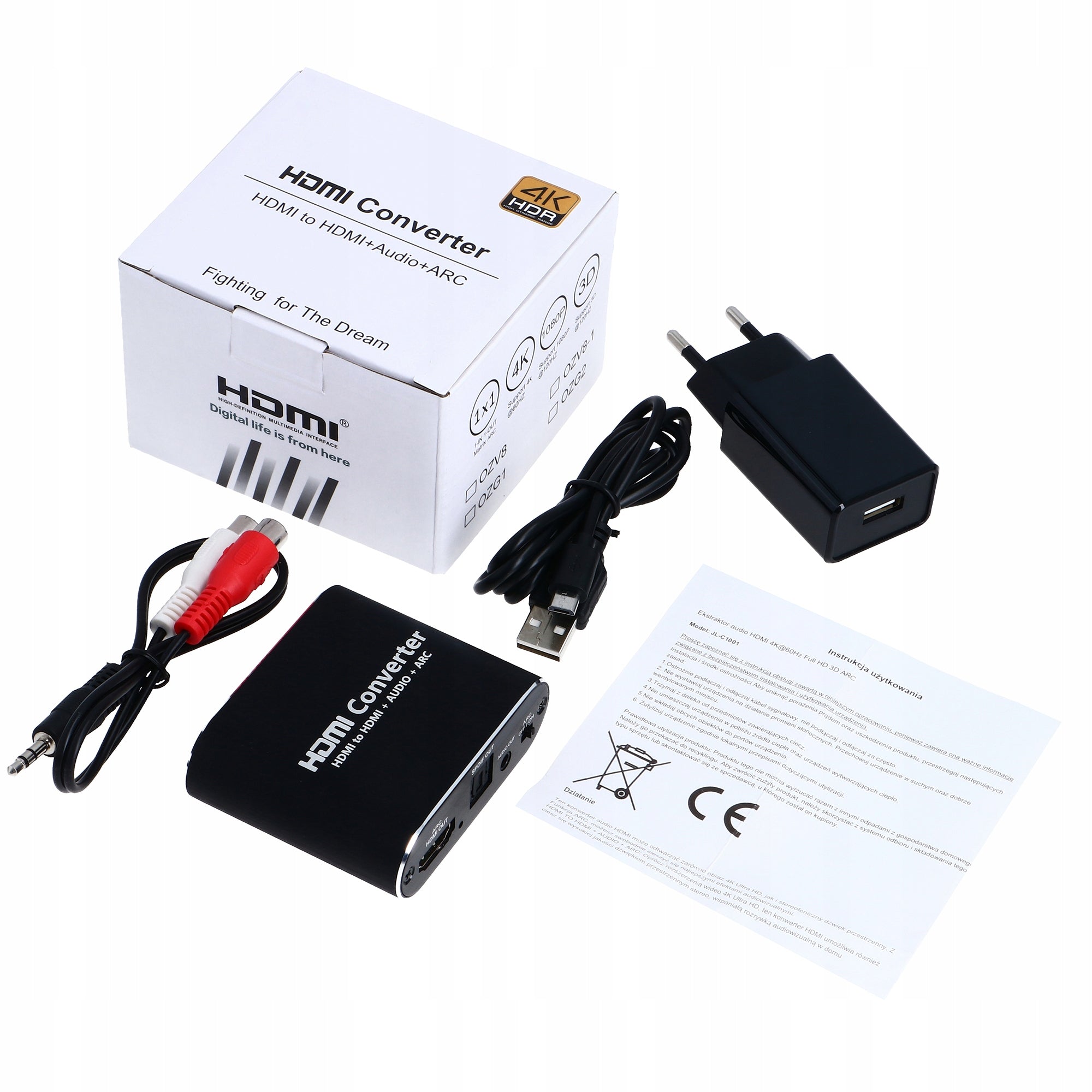 HDMI Extractor 2.0 TOSLINK OPTICAL CONVERTER JACK AUX HDCP 4K RECEIVER Packaging status original