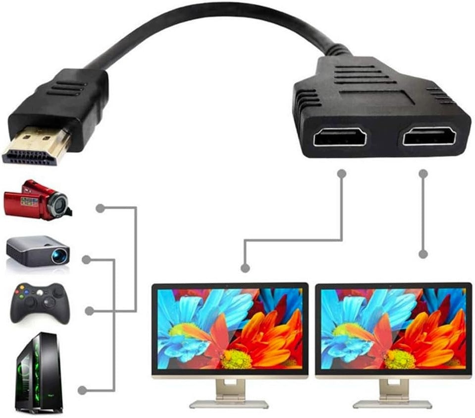 HDMI MALE SPLITTER FOR TWO FEMALE SOCKETS 2 OUTPUTS