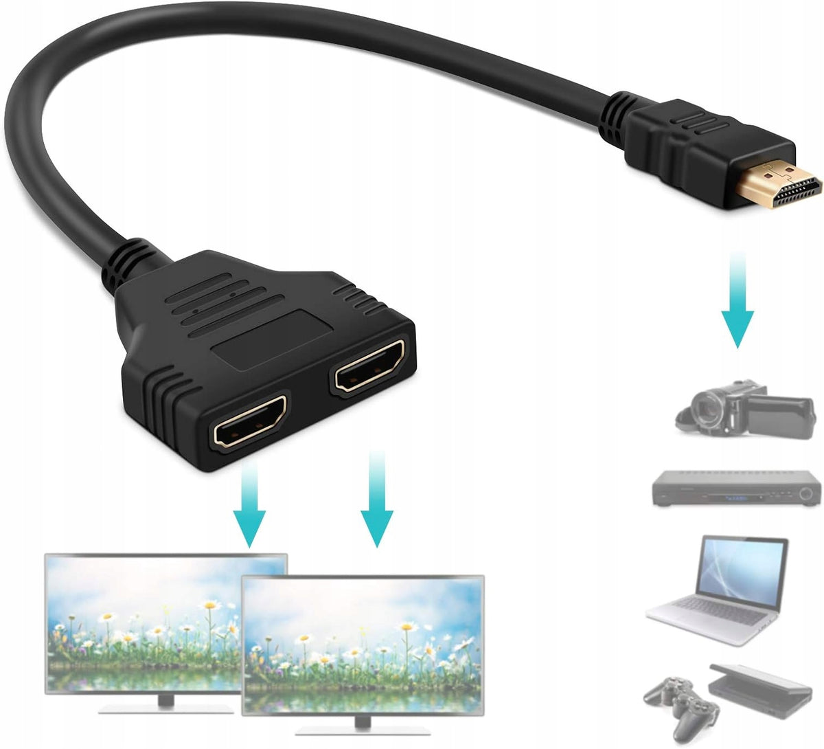 HDMI SPLITTER MALE TO TWO FEMALE 1080P TO HDTV HIGH QUALITY