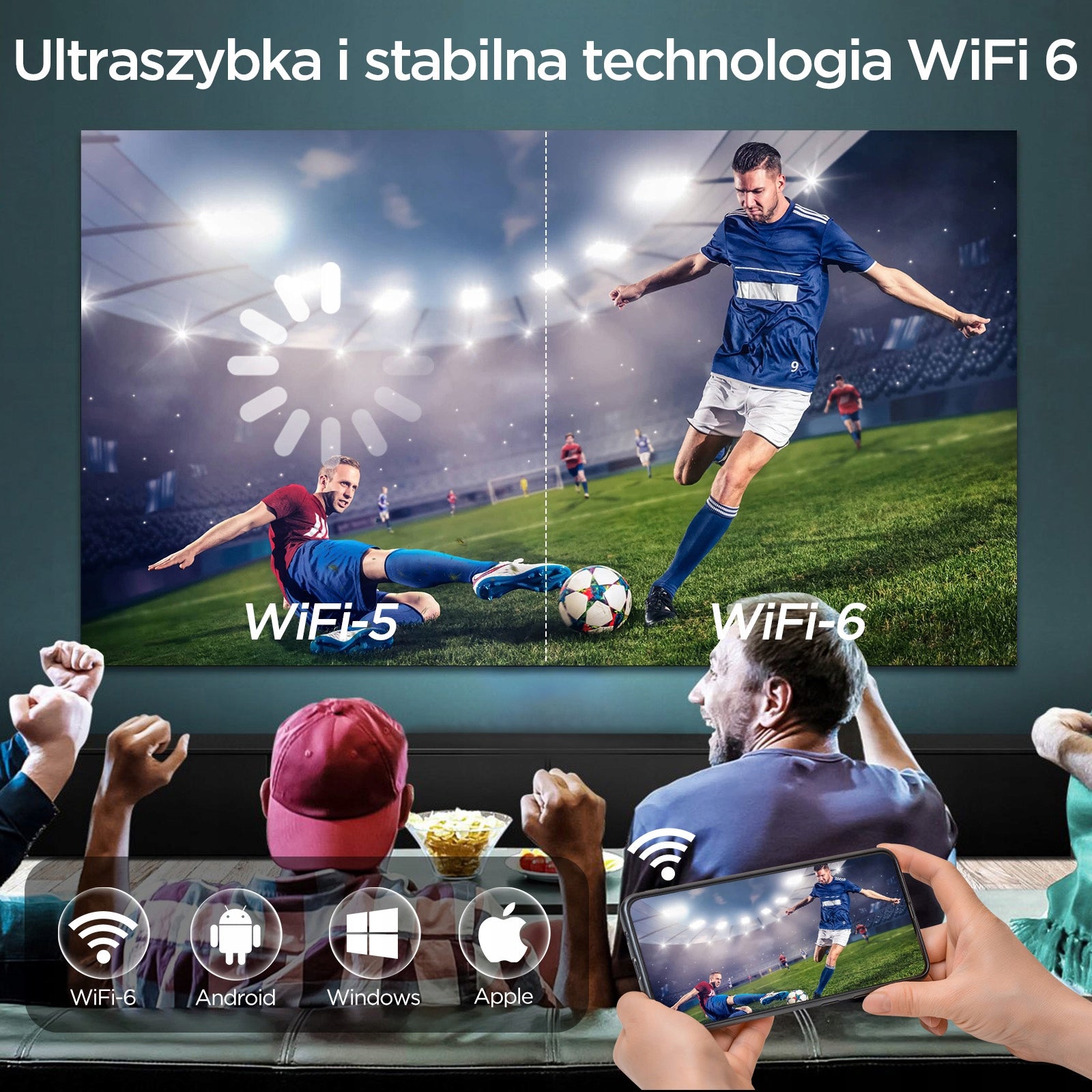 HDeye I20 4K Android TV Projector –9000LM 1080P with WiFi 6 & Bluetooth 5.0 Packaging status original