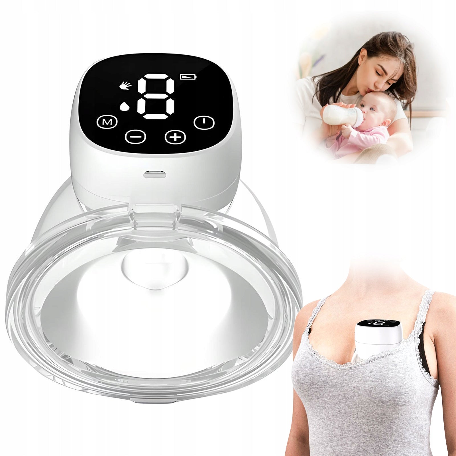 HDeye Wireless Breast Pump - Hands-Free, BPA Free, 3 Modes, Ultra Quiet