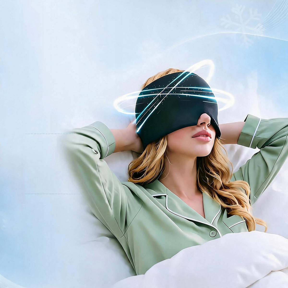 HEAD CAP GEL COMPRESS COOLING MASK TO RELIEVE MIGRAINE PAIN Packaging status original