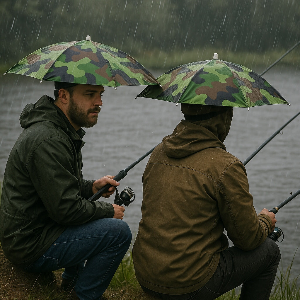 HEAD UMBRELLA PROTECTIVE FISHING HIKING UMBRELLA - FOLDING CAMO Size (head circumference in cm) 58