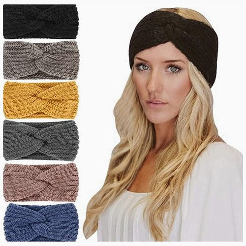 HEADBAND WOMEN'S KNITTED TURBAN STRETCH WINTER WARMTH 6 PCS