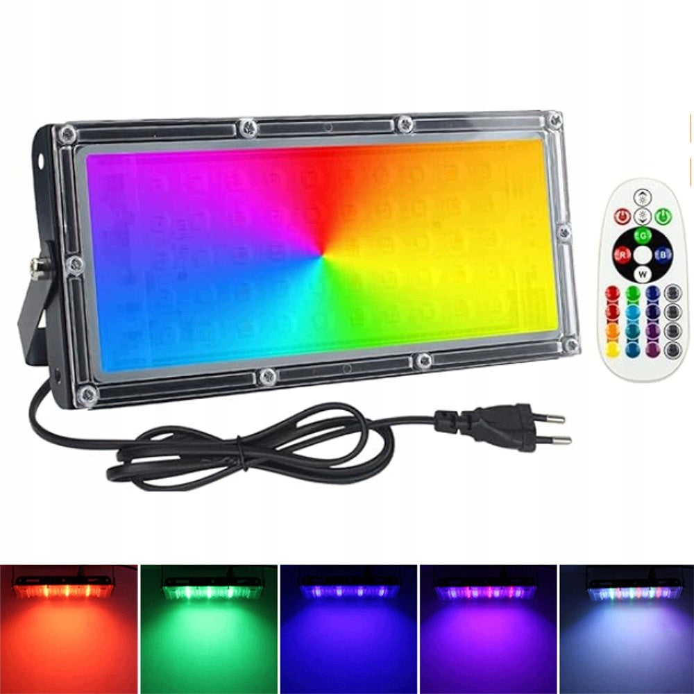 HEADLIGHT RGB 50W LED GARDEN WATERPROOF REMOTE CONTROL 16 COLORS LIGHT IP65