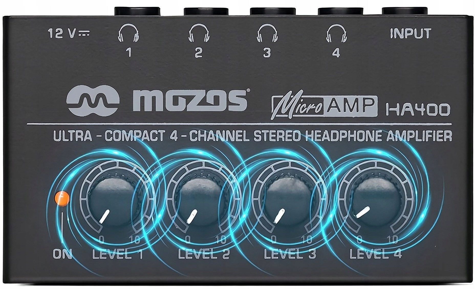 HEADPHONE AMPLIFIER 4-CHANNEL STEREO COMPACT POWERFUL Mozos HA400