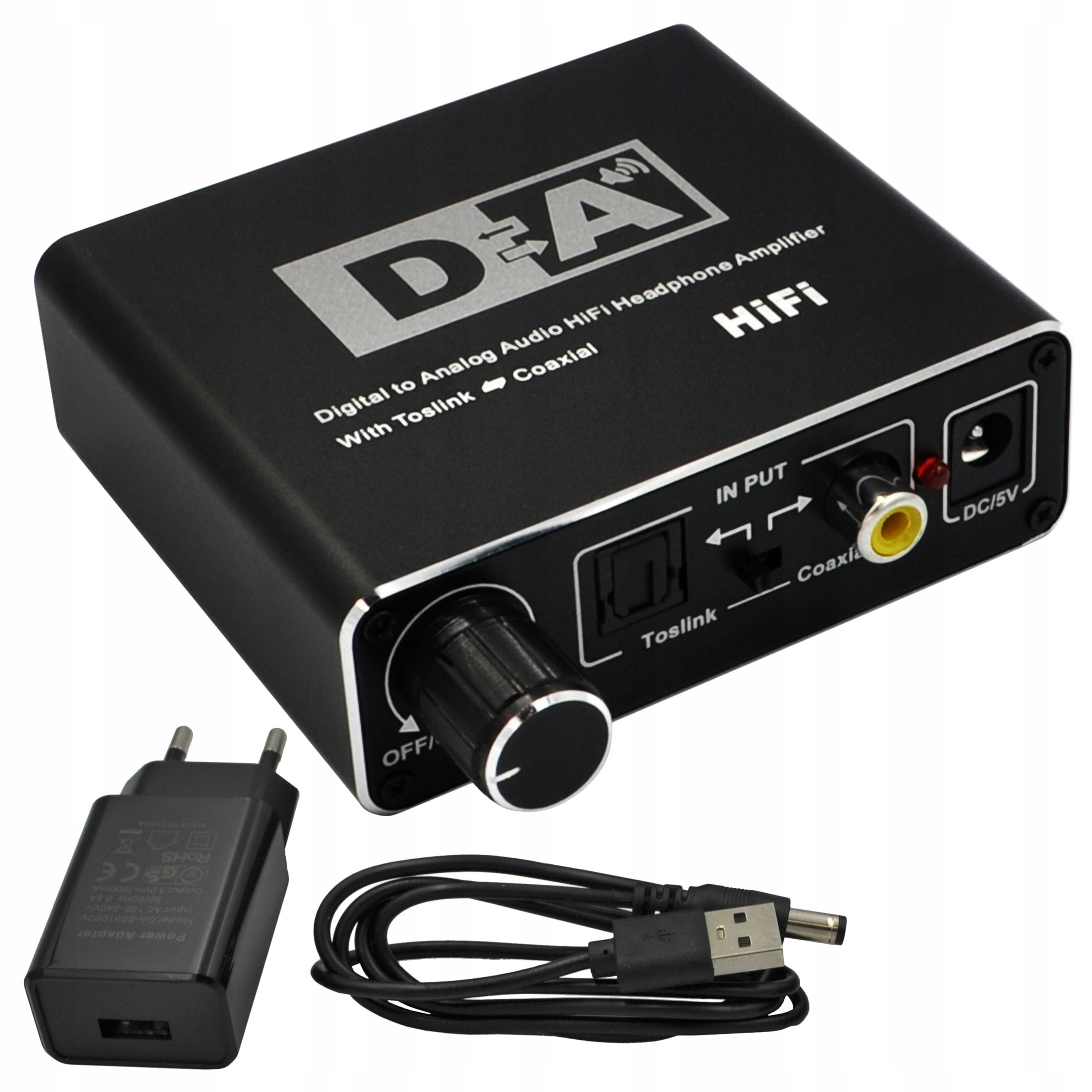 HEADPHONE AMPLIFIER DAC CONVERTER HIFi TOSLINK COAXIAL 2x CINCH WIREWAY