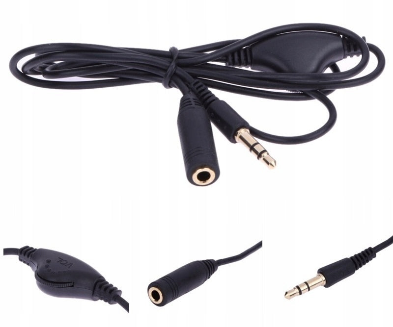 HEADPHONE EXTENSION CABLE VOLUME CONTROL 1,2m