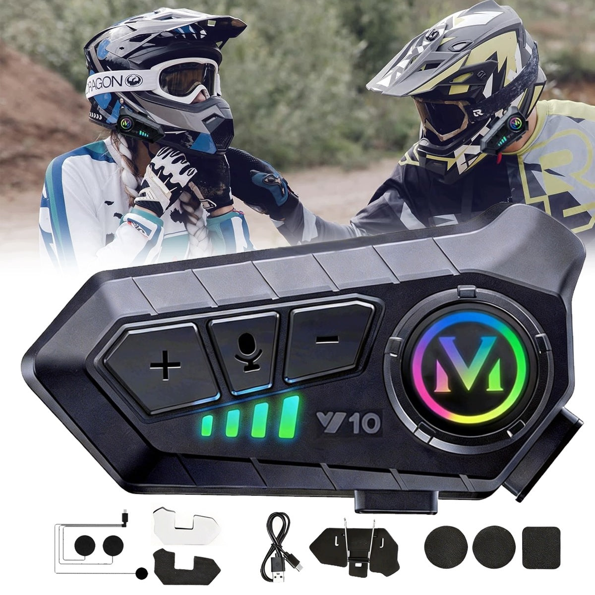 HEADPHONES FOR HELMET Y10 BLUETOOTH 6.0 IPX6 MOTORCYCLE