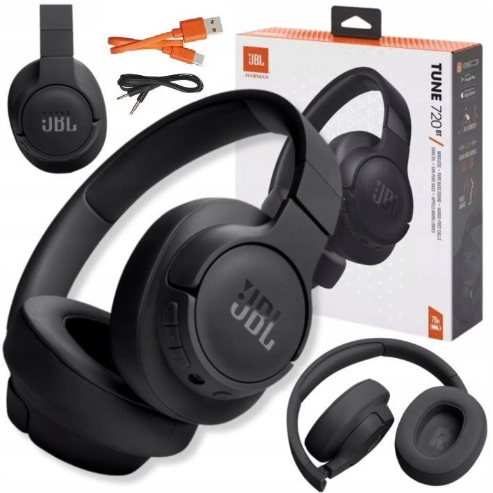 HEADPHONES JBL TUNE 720 BT BLACK WIRELESS ON-EAR BLUETOOTH TRUE BASS
