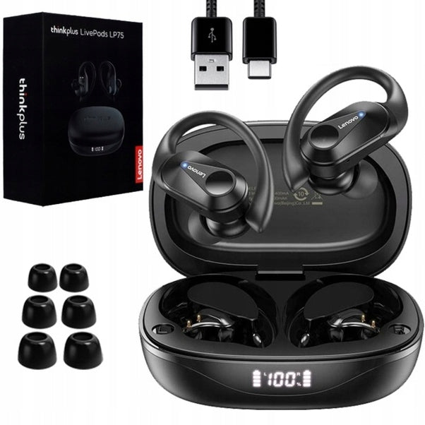 HEADPHONES LENOVO LP75 THINKPLUS WIRELESS BLUETOOTH BEHIND-THE-EAR SPORTS Packaging status original