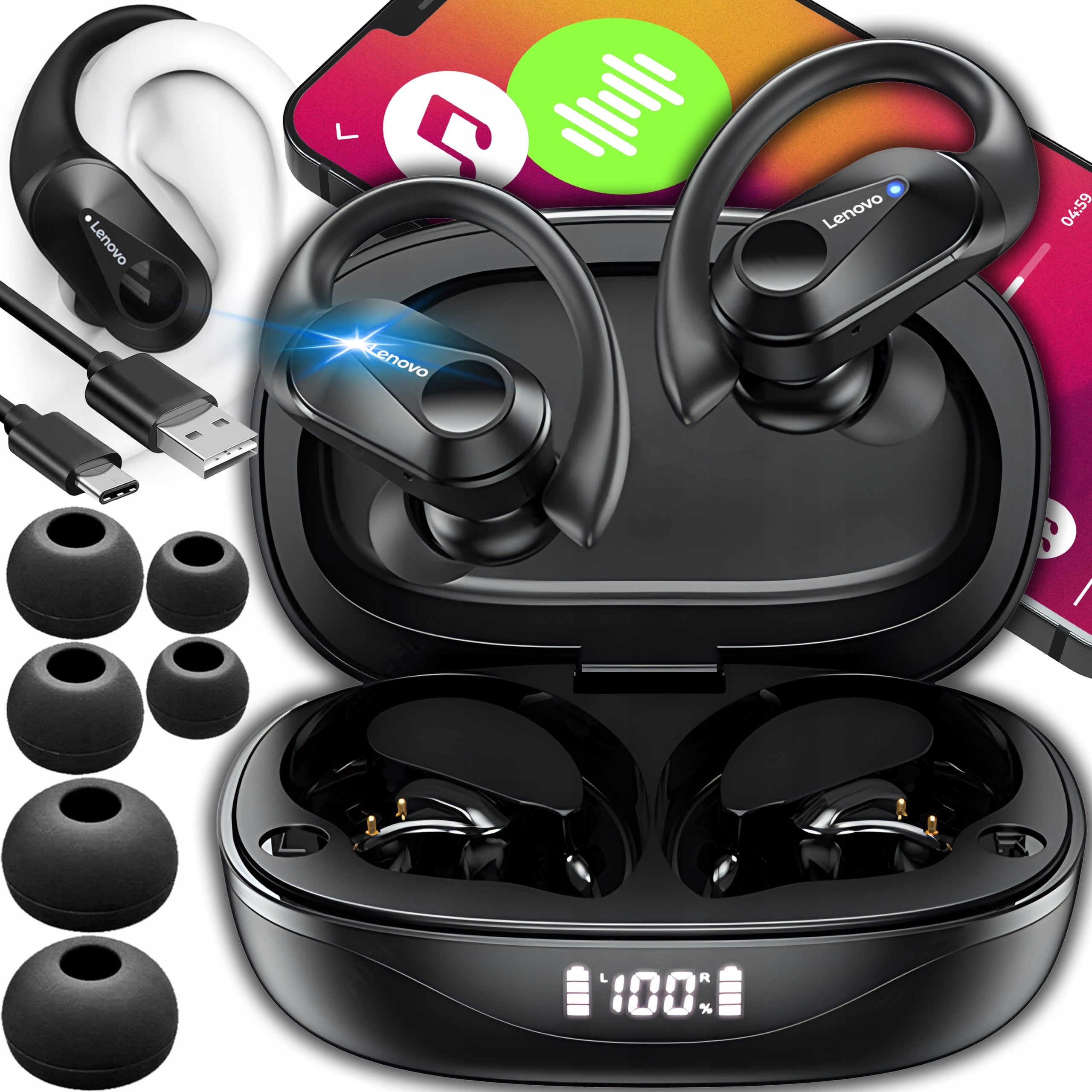 HEADPHONES LENOVO LP75 THINKPLUS WIRELESS BLUETOOTH BEHIND-THE-EAR SPORTS