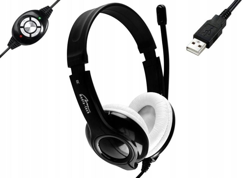 HEADPHONES ON USB WITH MICROPHONE FOR LAPTOP COMPUTER TRANSMISSION REMOTE WORK Brand Media-tech