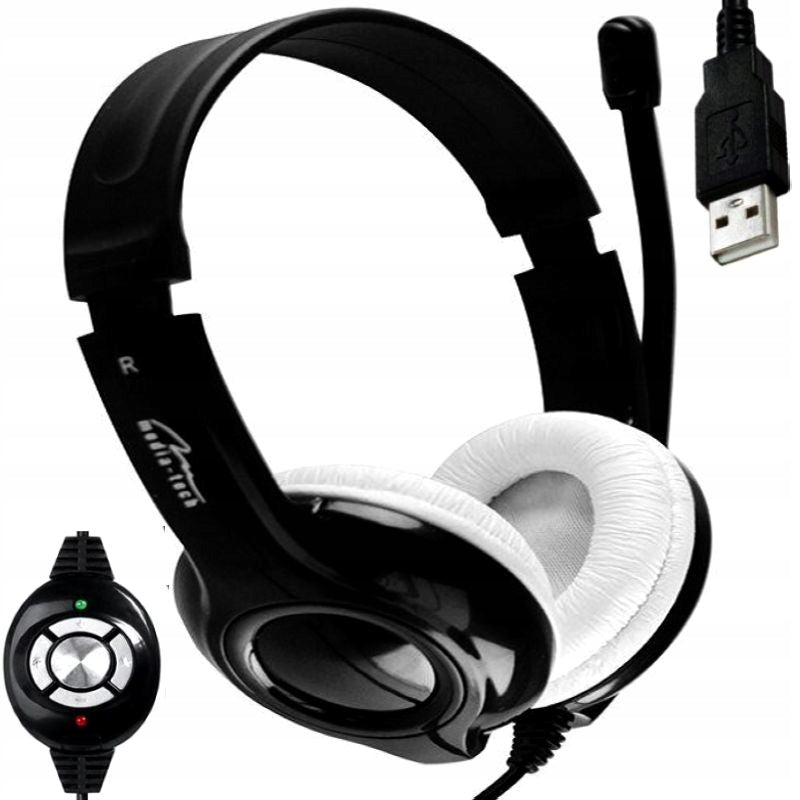 HEADPHONES ON USB WITH MICROPHONE FOR LAPTOP COMPUTER TRANSMISSION REMOTE WORK