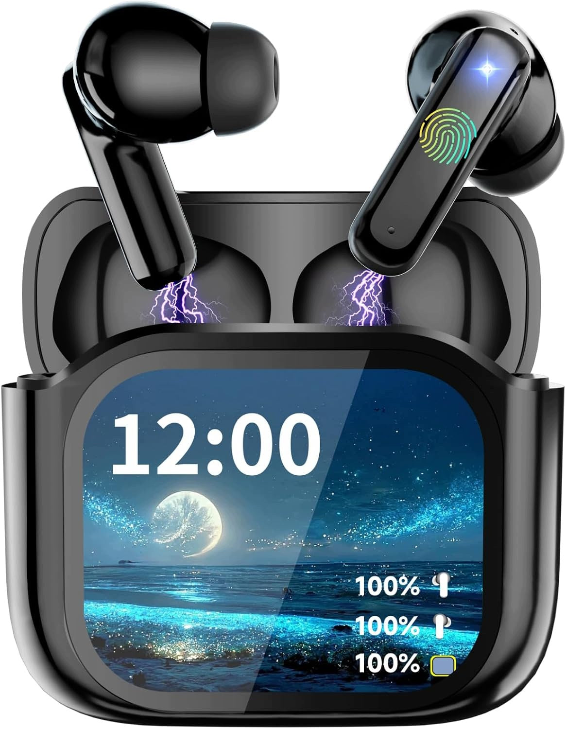 HEADPHONES TWS BLUETOOTH 6.0 ANC ENC TOUCH SCREEN LCD 20 LANGUAGES