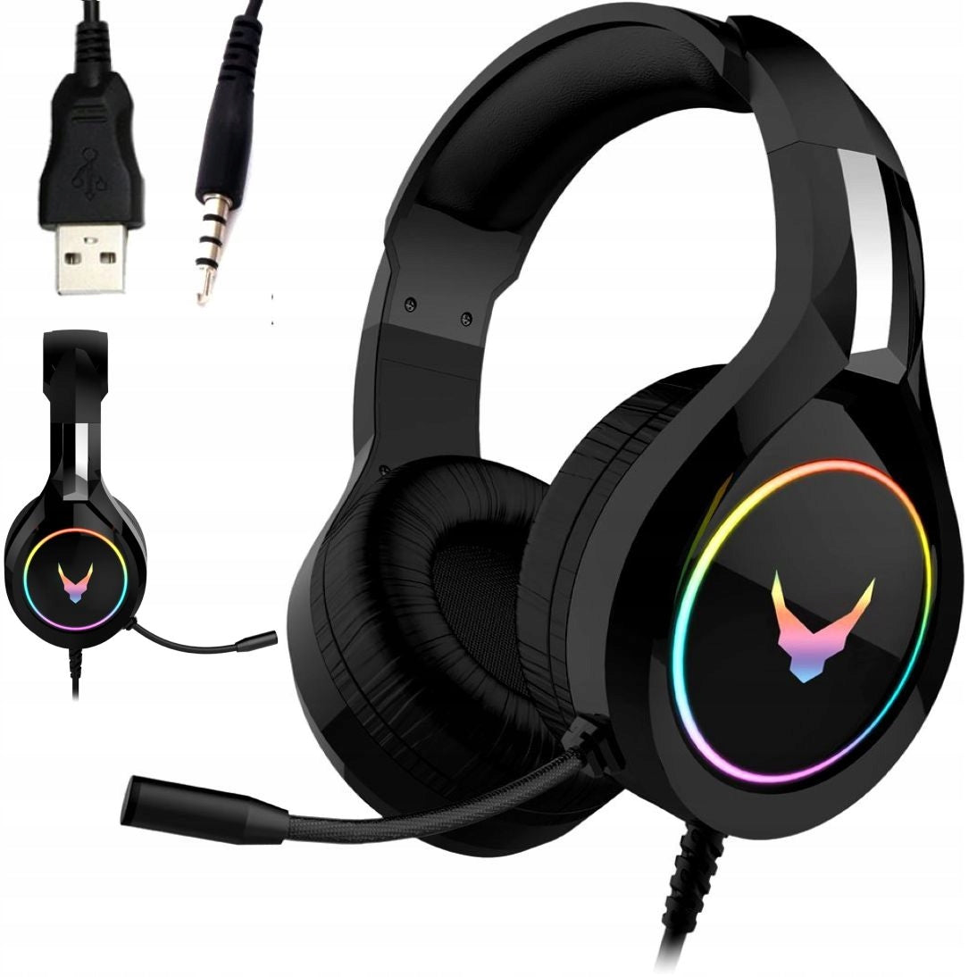 HEADPHONES WITH MICROPHONE FOR LAPTOP CONSOLE XBOX PS4 LARGE BACKLIT GAMING