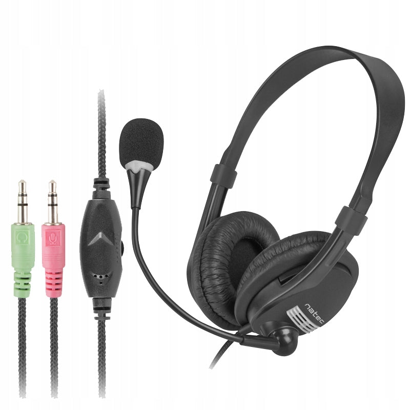 HEADPHONES WITH MICROPHONE FOR TELEMARKETING COMPUTER NATEC DRONE NSL-0294