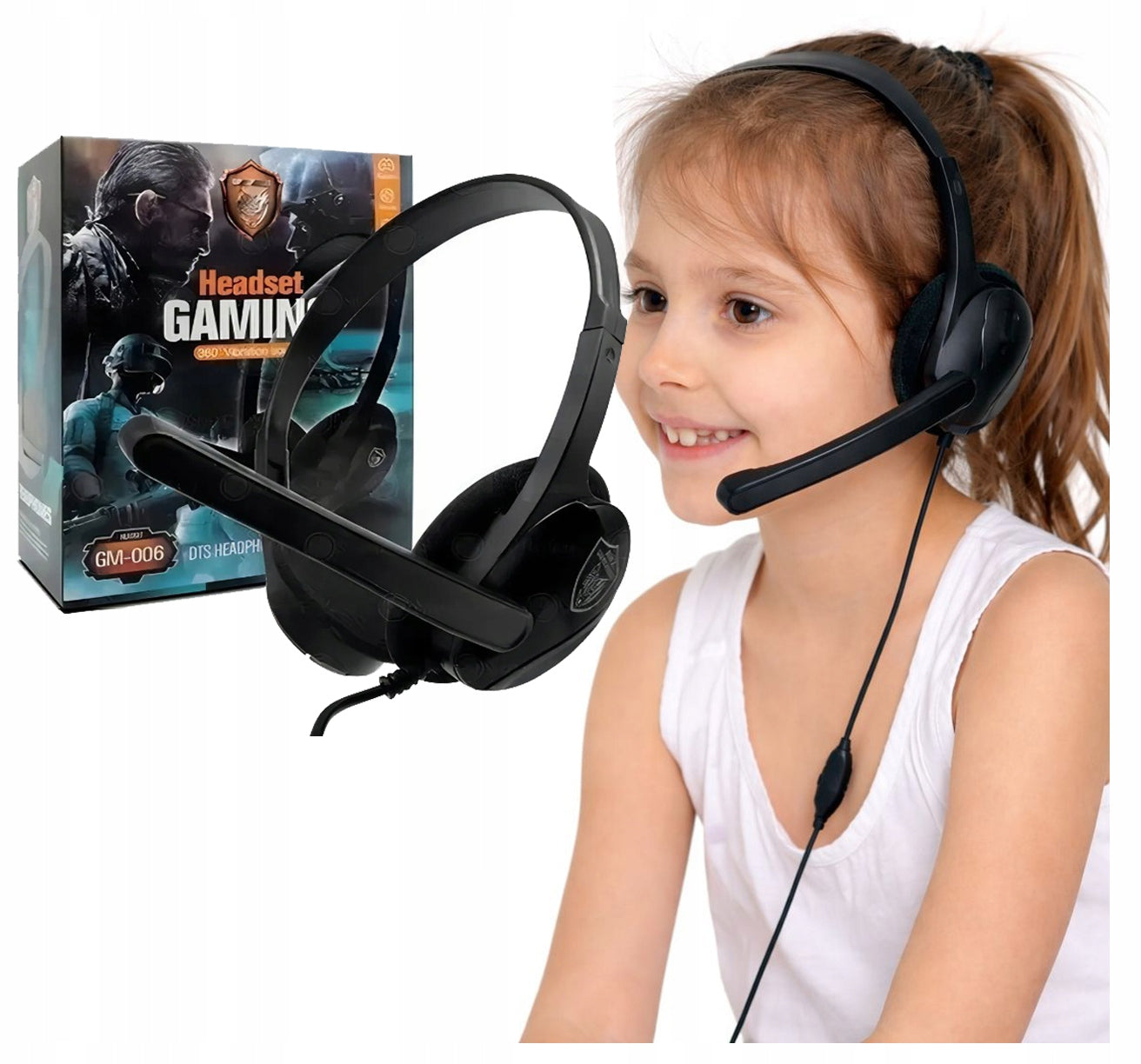 HEADPHONES WITH MICROPHONE OFFICE IDEAL FOR LEARNING REMOTE WORK GM006 BLACK