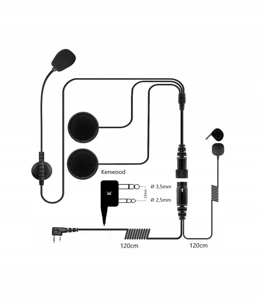 HEADSET FOR RADIO BAOFENG HELMET OPEN CONNECTOR TYPE "K" GAPILOT