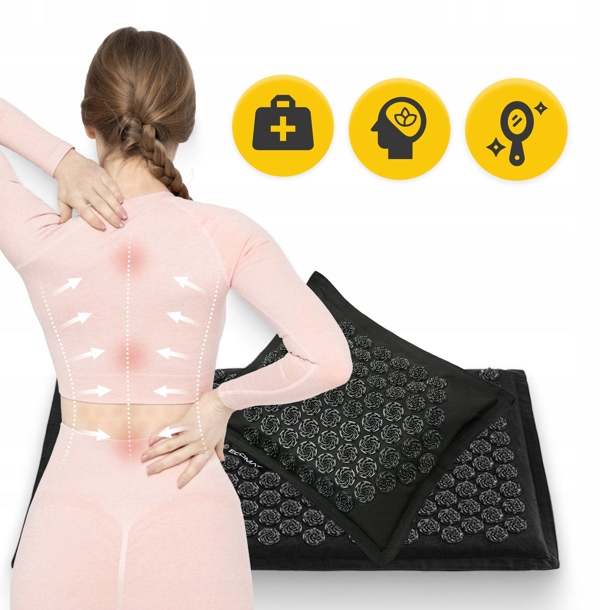 HEALTH ACUPRESSURE MAT WITH SPIKES ECO MASSAGE SET WITH PILLOW EAN (GTIN) 5907739312563