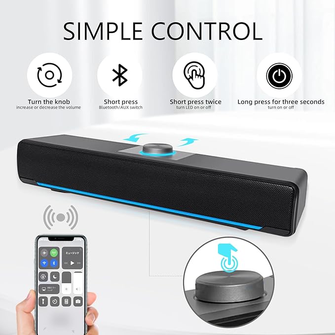 HEANTTV FD009 COMPUTER SPEAKERS WIRED SOUNDBAR USB LED Batteries included yes